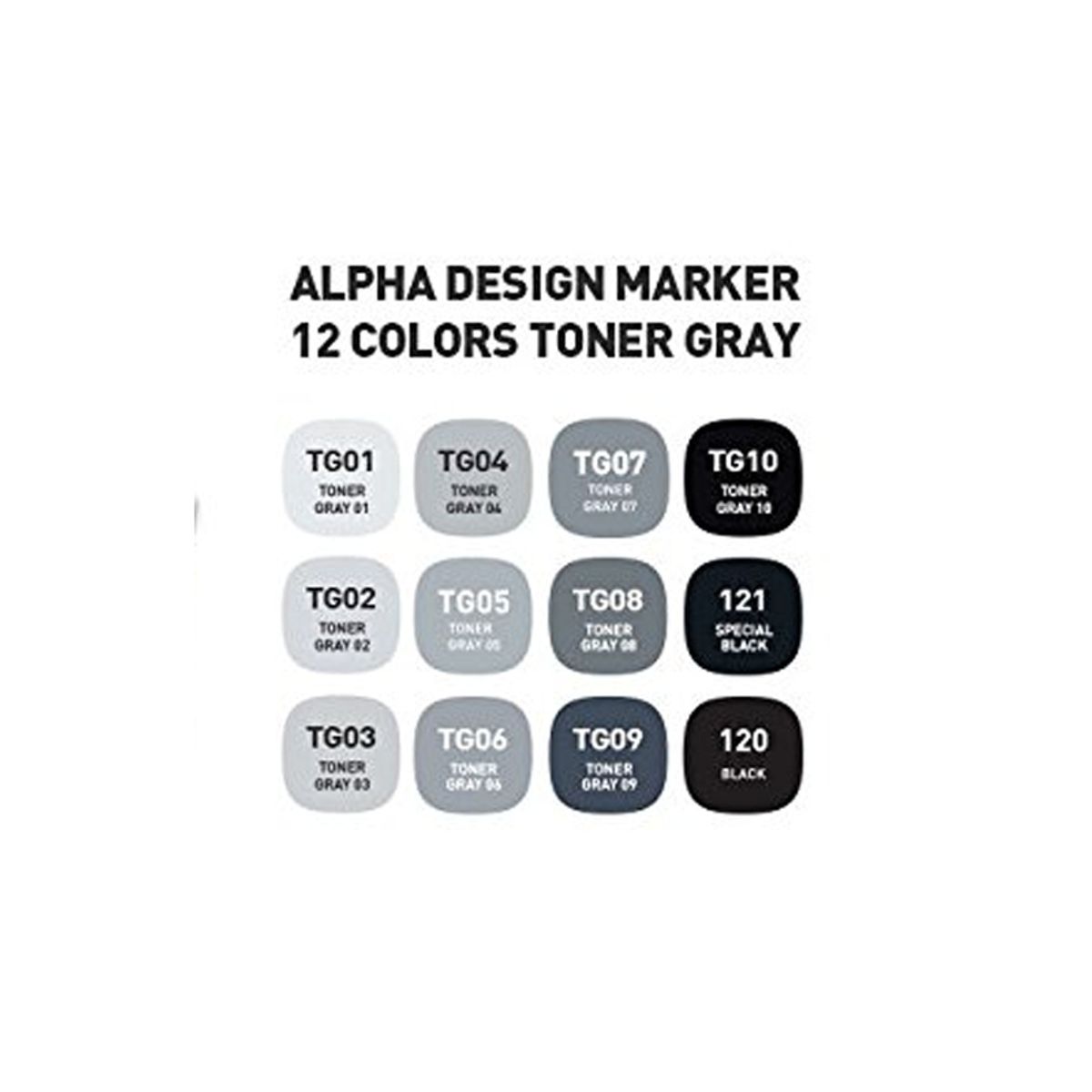 ALPHA DESING - Marcadores Alpha Design Gris Toner Set 12 Colores