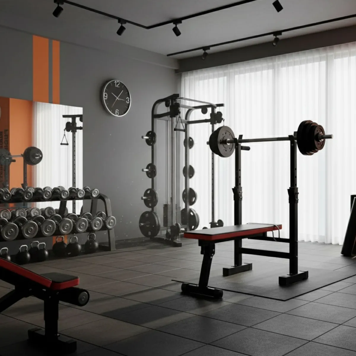 21K SPORTS - Press Banca Abdominal Reclinable Para Pesas Con Rack