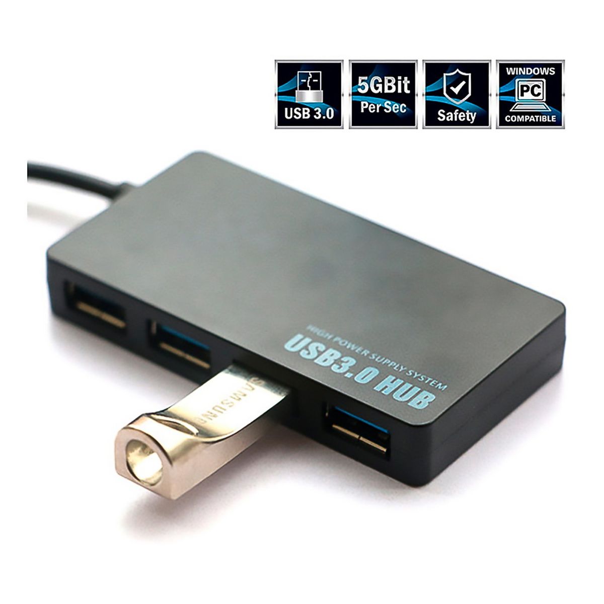 GENERICO - Hub Usb 4 Puertos 3.0 Ultra Delgado 5 Gbps