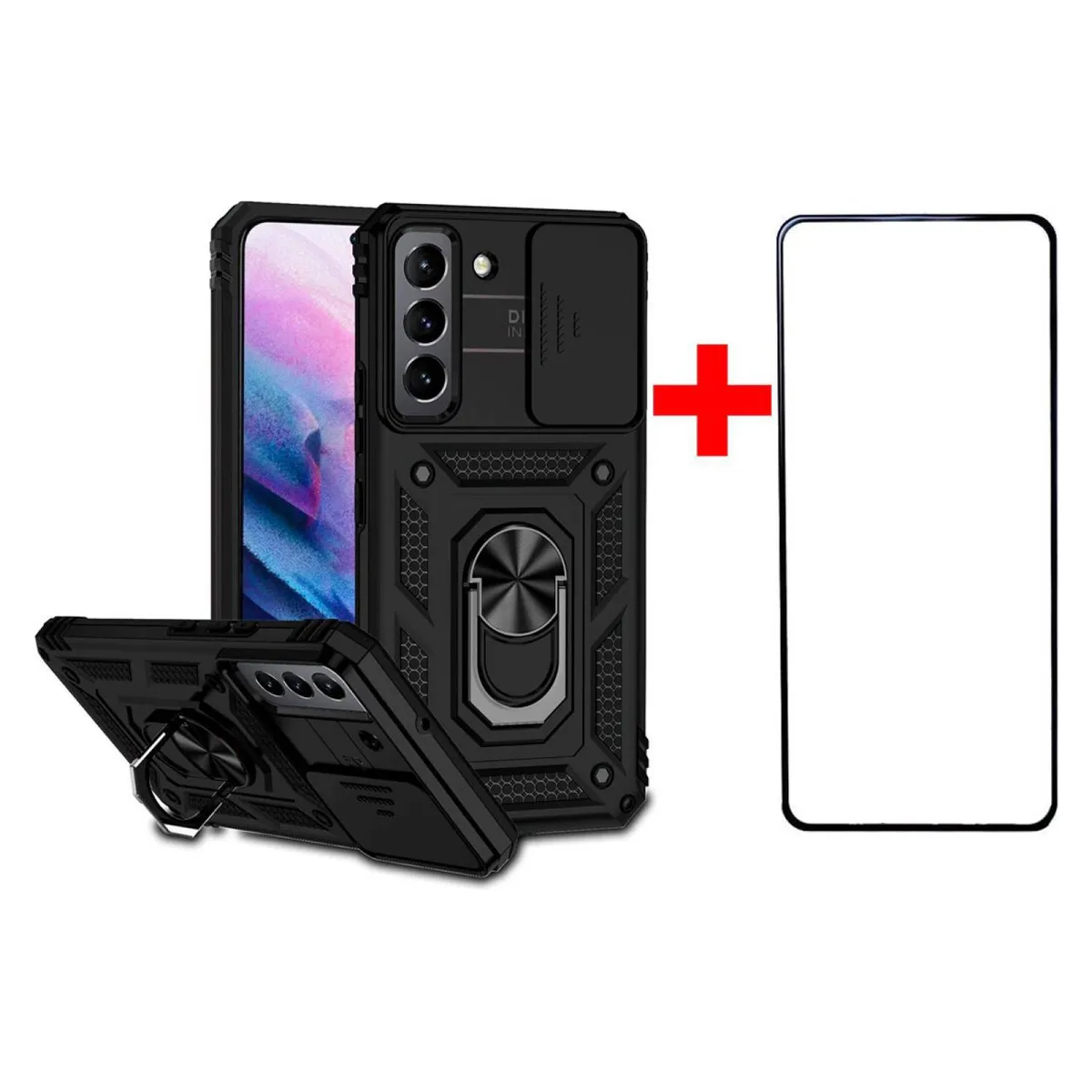 GENERICO - Carcasa Para Samsung S22 Y Mica Lamina de Vidrio Full.