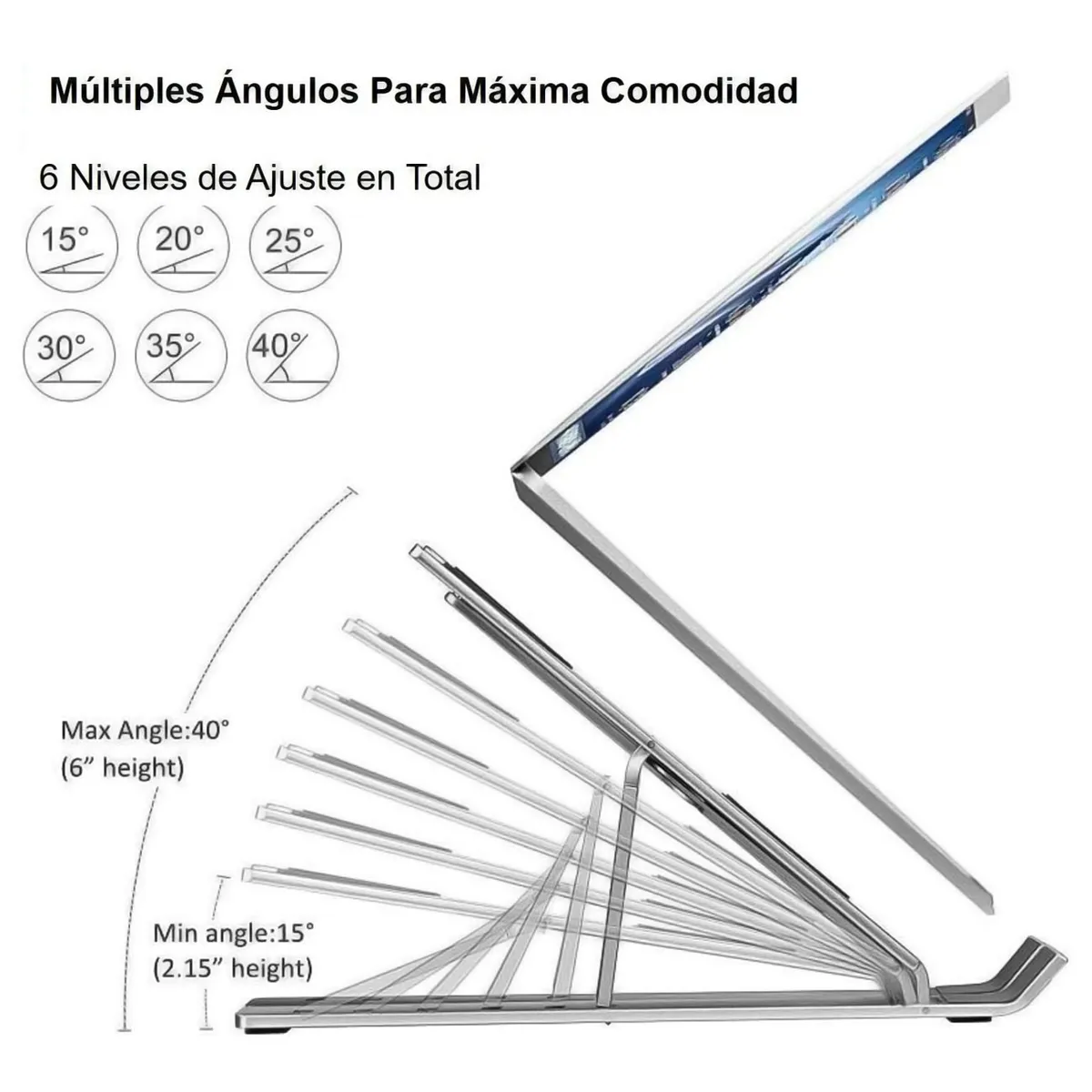 GENERICO - Soporte Portatil para Macbook y Notebook Aluminio
