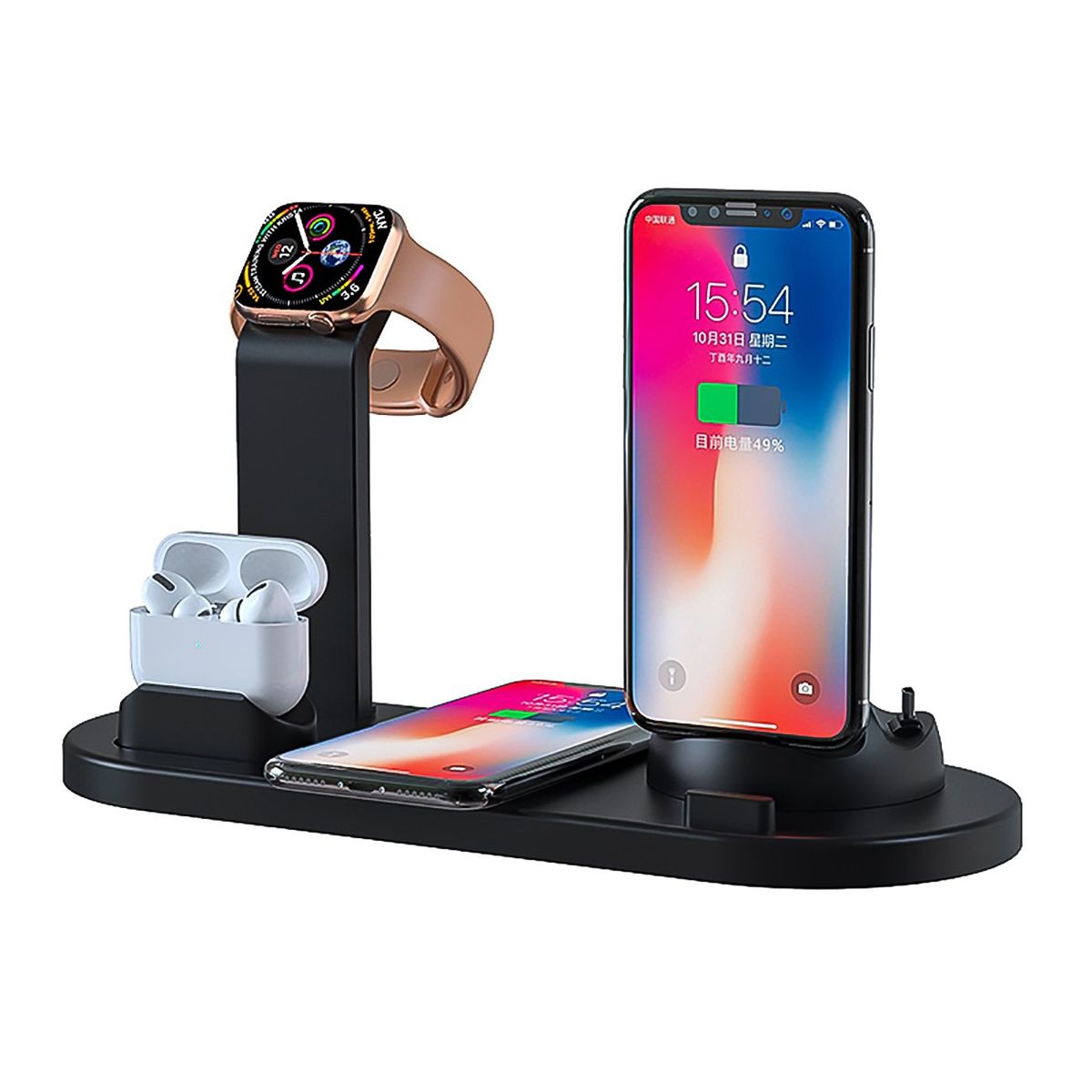 GENERICO - Estacion De Carga Para iPhone Air Pods Base Inalambrica 4 en 1