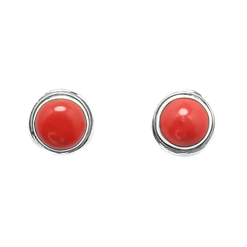 ANDREA COGGIOLA JOYAS - Aros Botón Coral Plata Fina 925