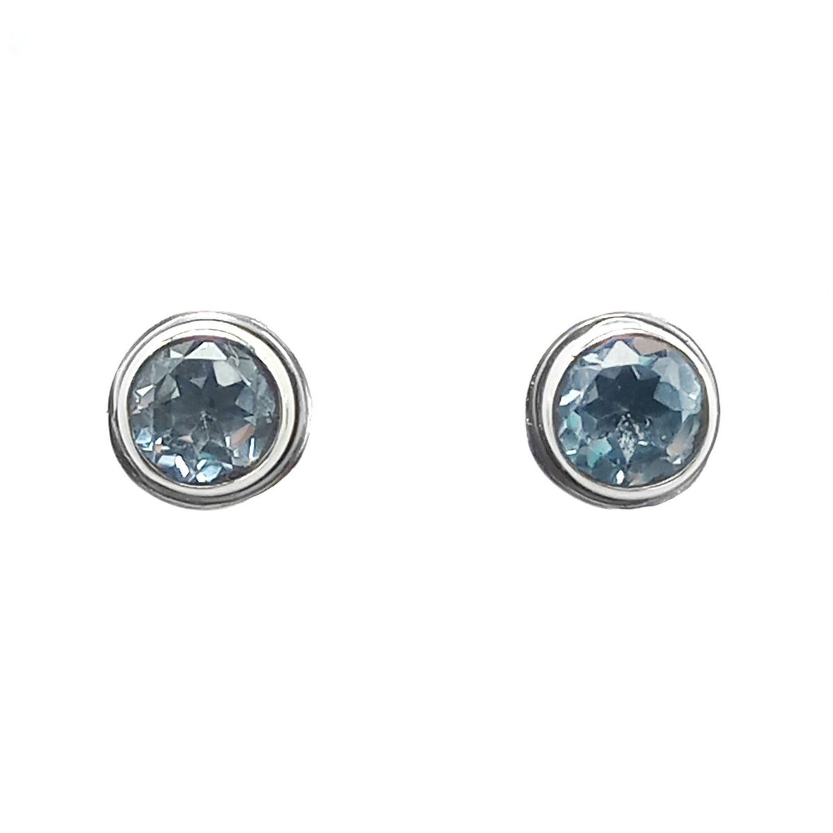 COGGIOLA - Aros Botón Topacio Celeste Plata Fina 925