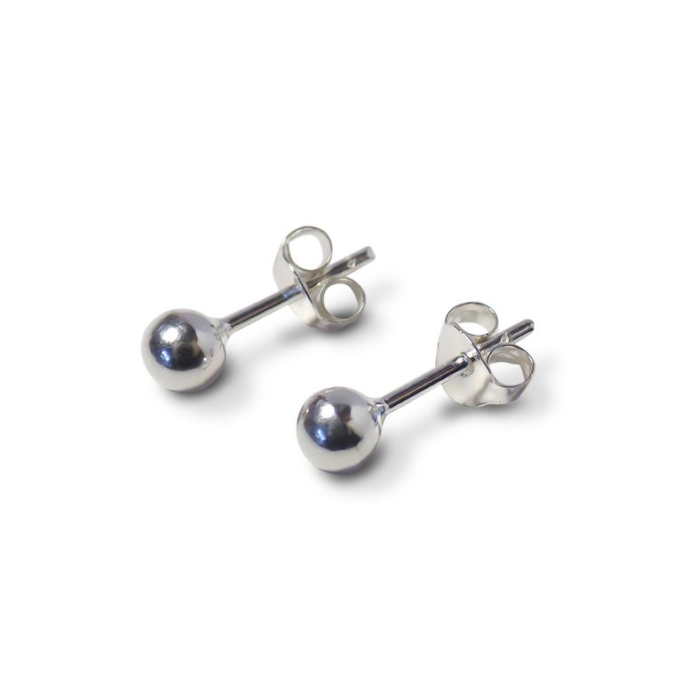 Aros Bolita 4 mm Plata Fina Ley 925 Plateado TALLA UNICA