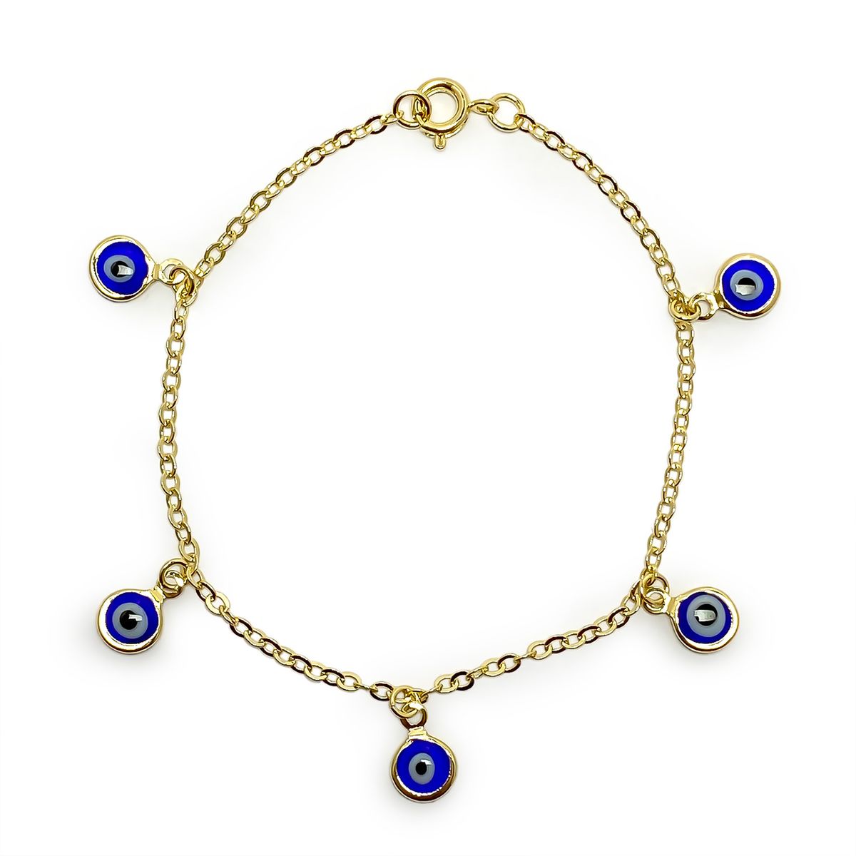 ANDREA COGGIOLA JOYAS - Pulsera 5 Ojos Turcos Enchapado Oro 18K