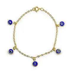 ANDREA COGGIOLA JOYAS - Pulsera 5 Ojos Turcos Enchapado Oro 18K