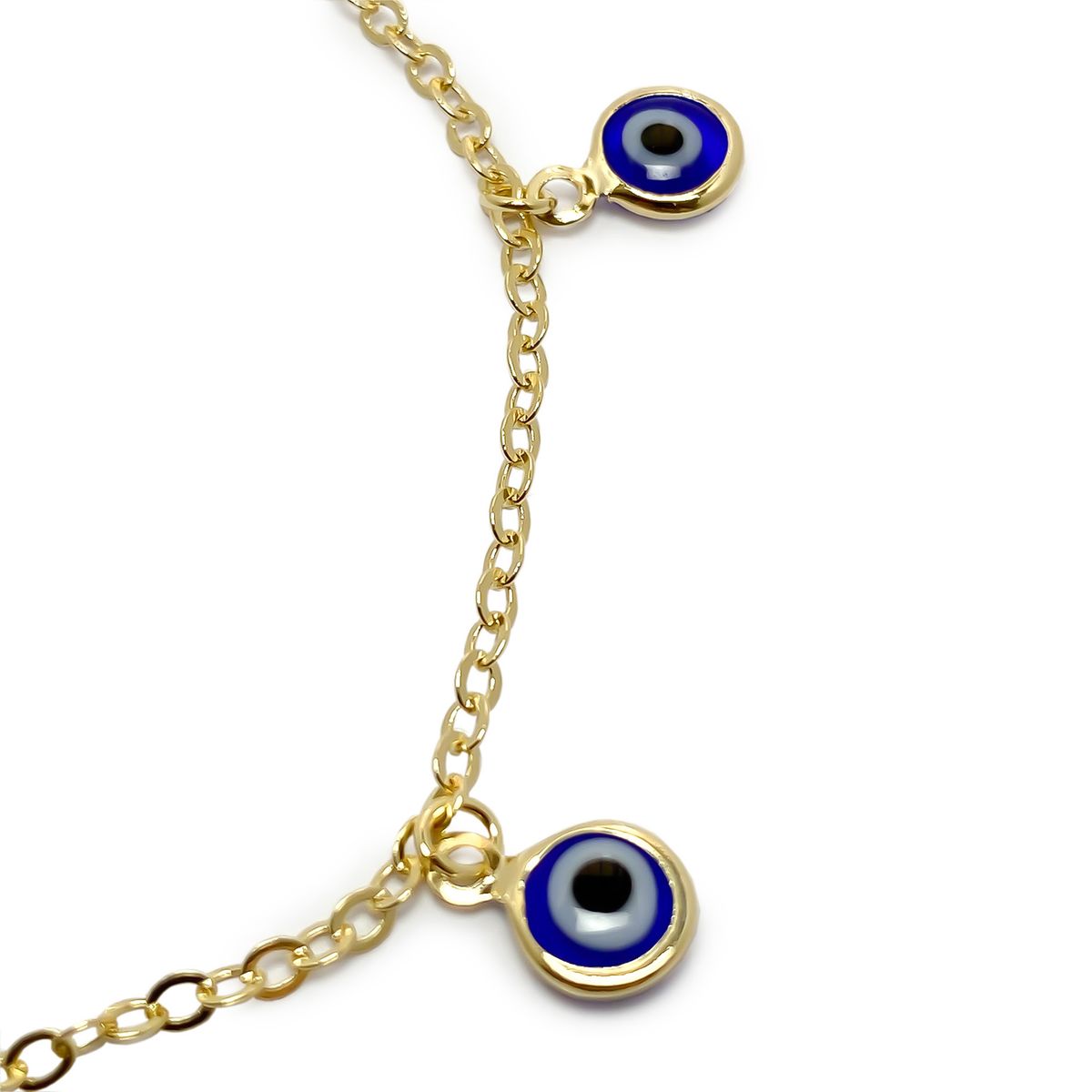 ANDREA COGGIOLA JOYAS - Pulsera 5 Ojos Turcos Enchapado Oro 18K