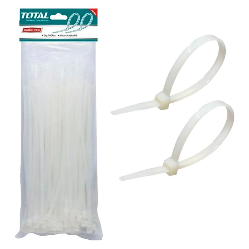 TOTAL TOOLS - Brida Amarra Abrazadera Plastica 300 X 4.8mm Pack 100 Unds