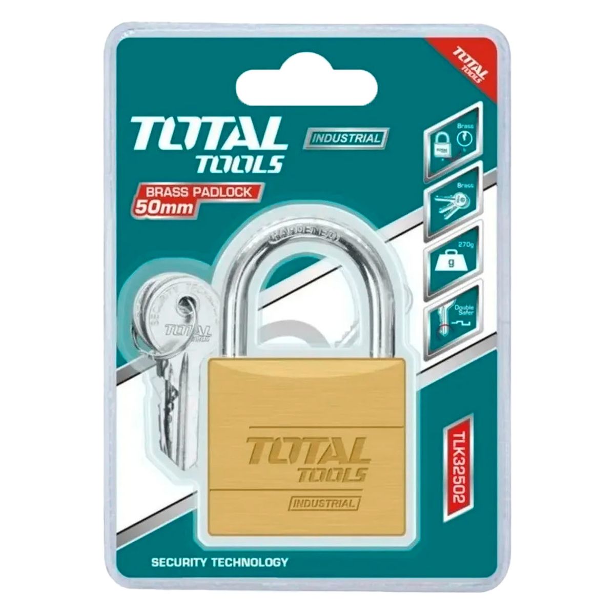 TOTAL TOOLS - Candado Seguridad De Bronce 50mm