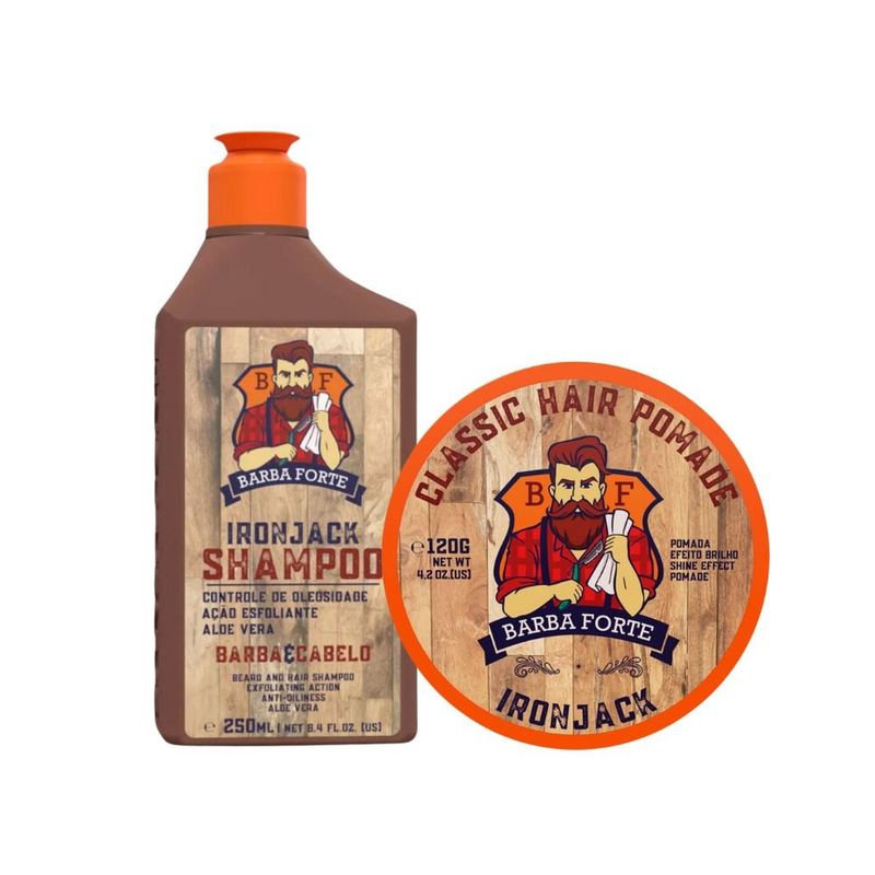 BARBA FORTE - Set IronJack Shampoo 250 Ml + Pomada Clásica 120 Gr Barba Forte