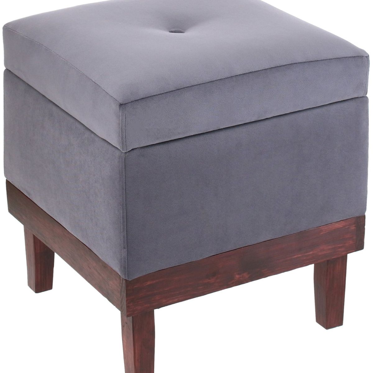 GENERICO - Pouf Baúl Emilia Gris Felpa 45x45x46 cm Máxima Design
