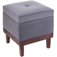 Pouf Baúl Emilia Gris Felpa 45x45x46 cm Máxima Design