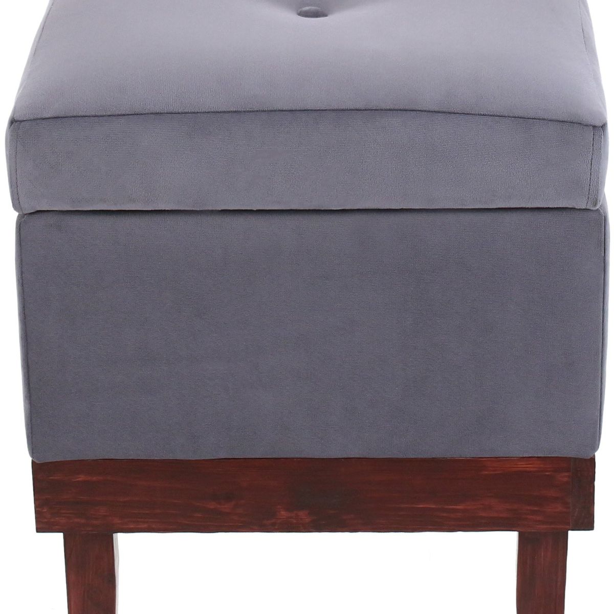 GENERICO - Pouf Baúl Emilia Gris Felpa 45x45x46 cm Máxima Design