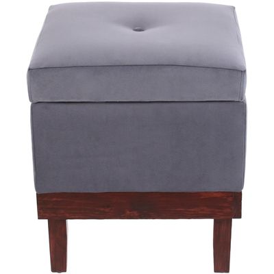 Imagen 2 del producto Pouf Baúl Emilia Gris Felpa 45x45x46 cm Máxima Design