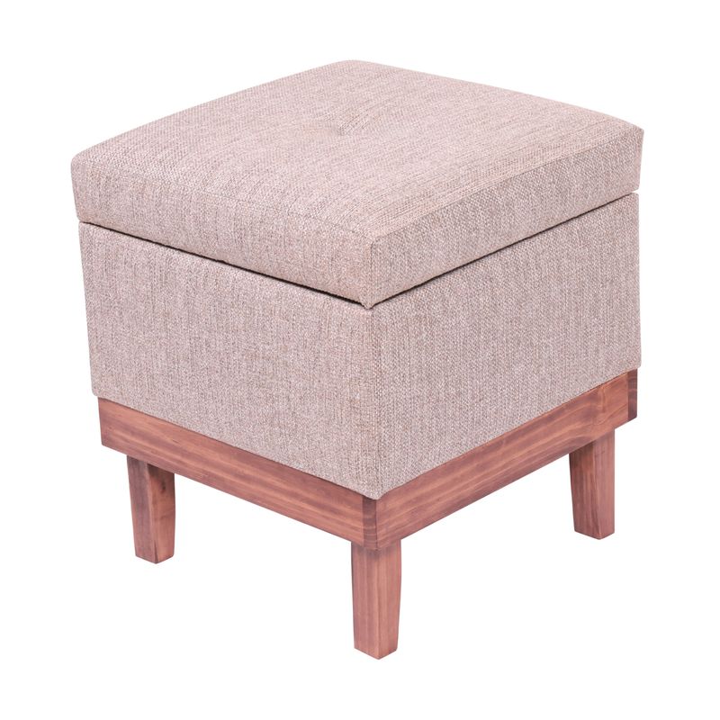 GENERICO - Pouf Baúl Emilia Gris Beige Omega 45x45x46 cm Máxima Design