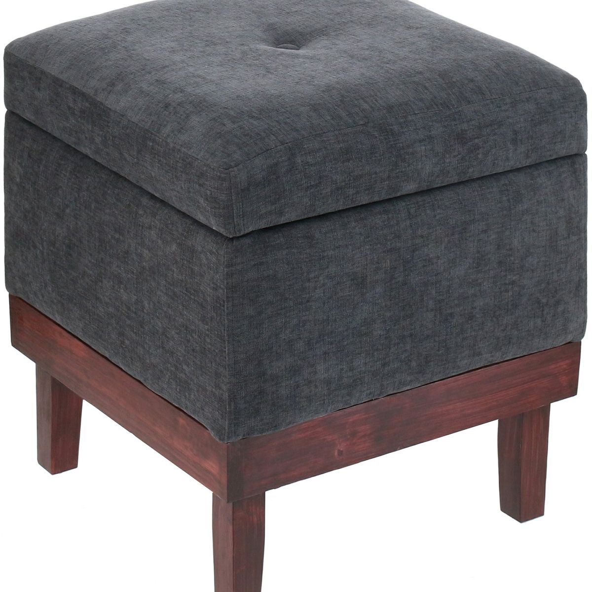 GENERICO - Pouf Baúl Emilia Gris Oscuro 45x45x46 cm Máxima Design