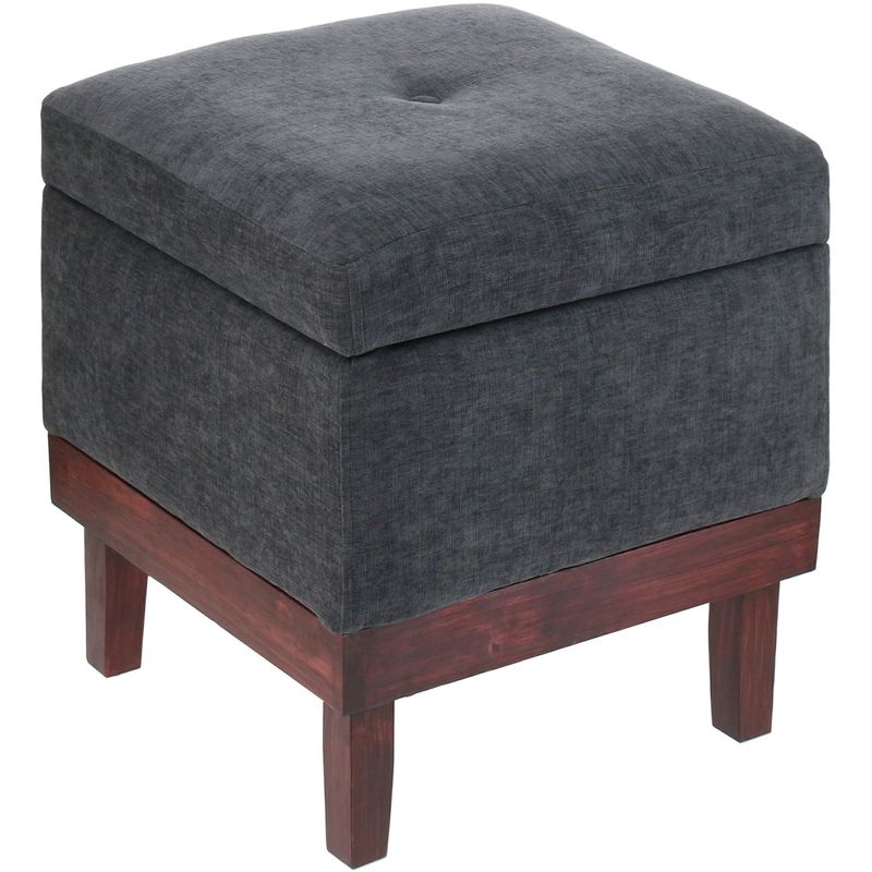 GENERICO - Pouf Baúl Emilia Gris Oscuro 45x45x46 cm Máxima Design