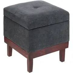 GENERICO - Pouf Baúl Emilia Gris Oscuro 45x45x46 cm Máxima Design