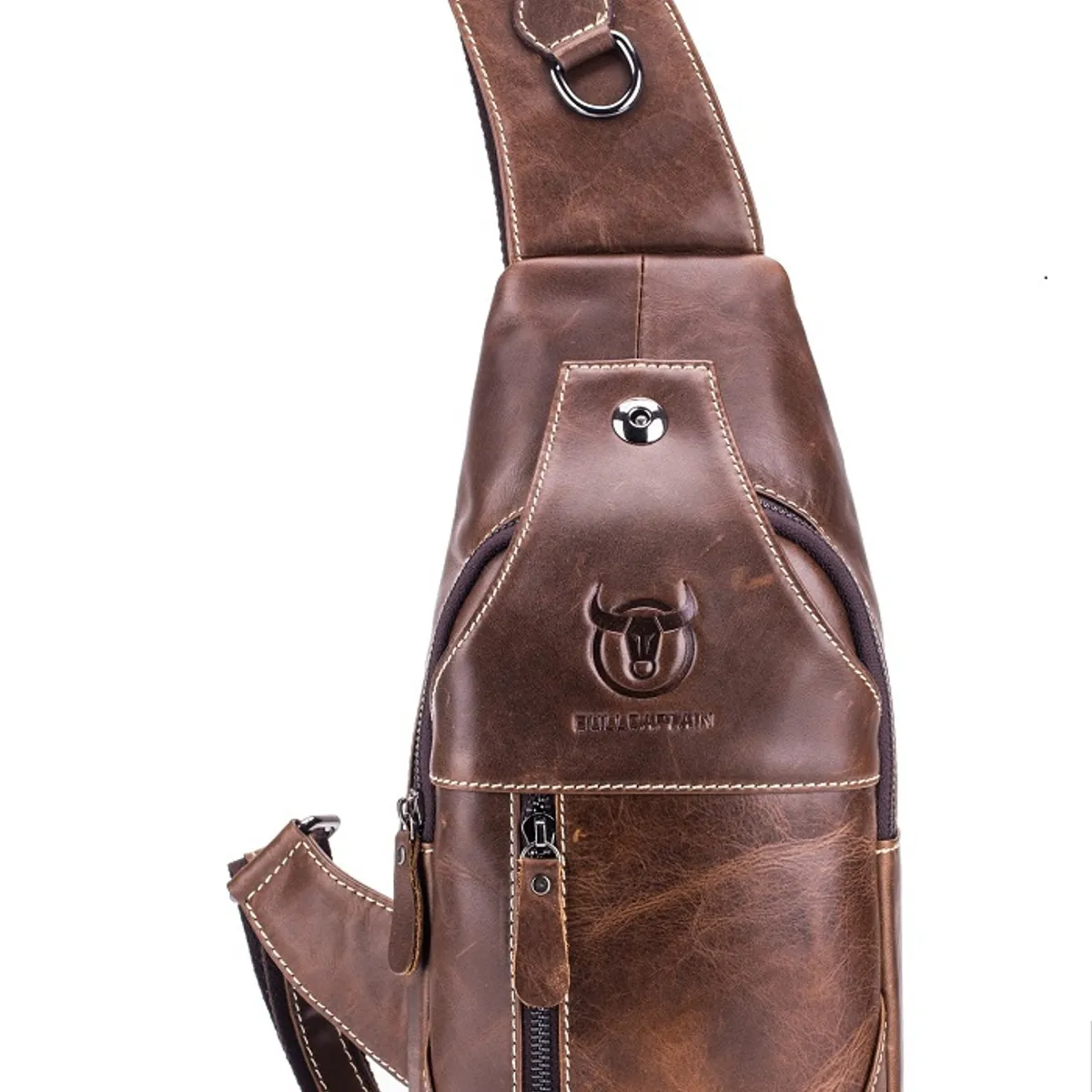 GENERICO - Bolso De Cuero Vintage Cross Body Banano Morral Bullcaptain