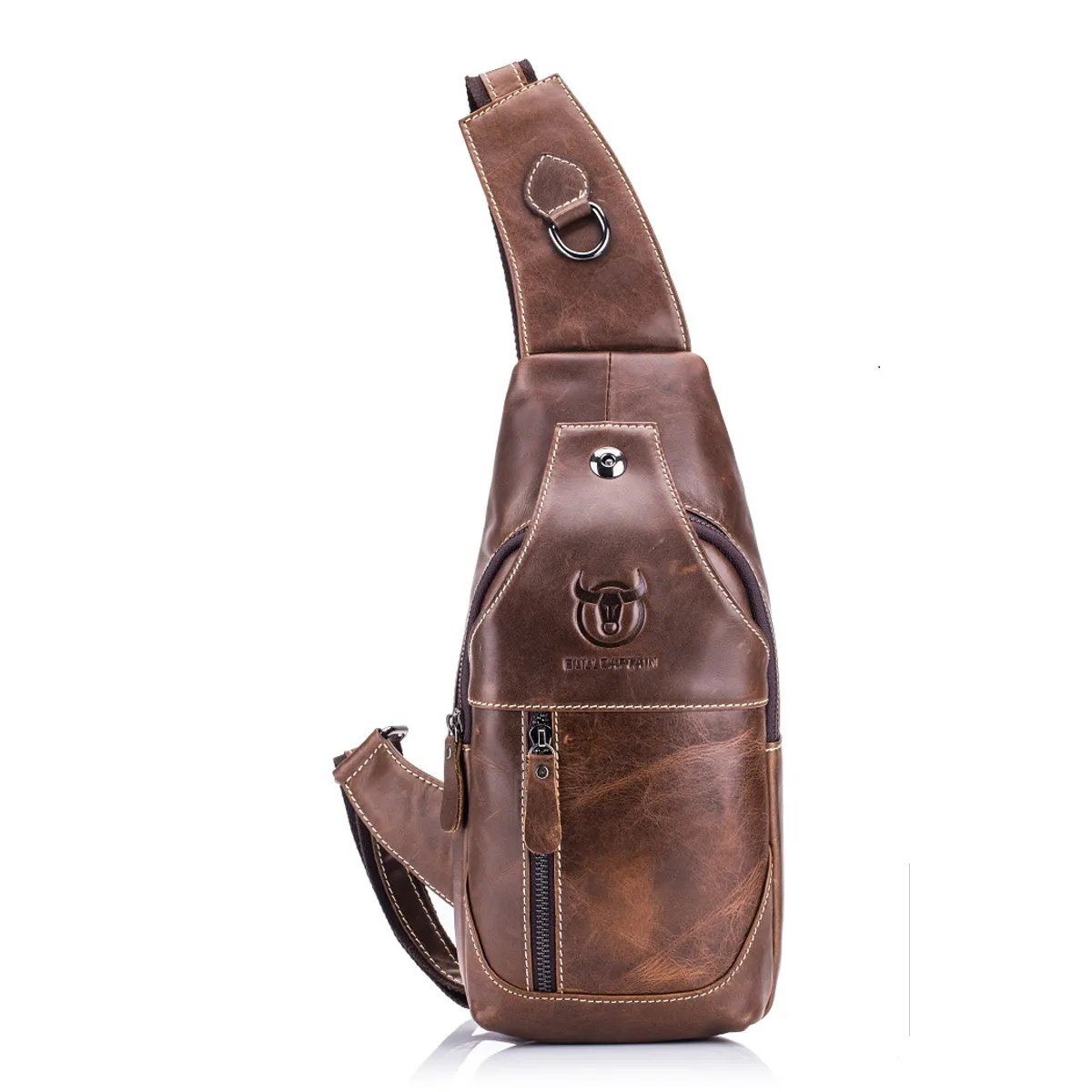 GENERICO - Bolso De Cuero Vintage Cross Body Banano Morral Bullcaptain