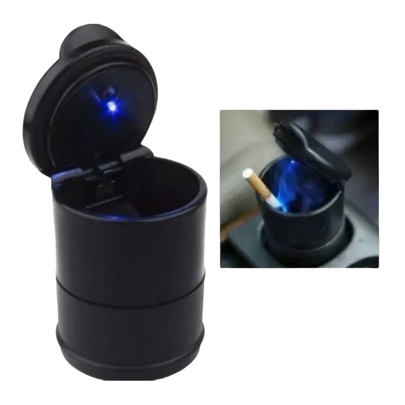 UNIVERSAL - Cenicero portátil para coche Cenicero LED con indicador de luz automático