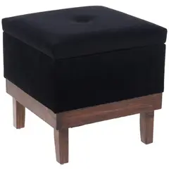 GENERICO - Pouf Emilia con Baúl Negro Felpa 45x45x46 cm Máxima Design