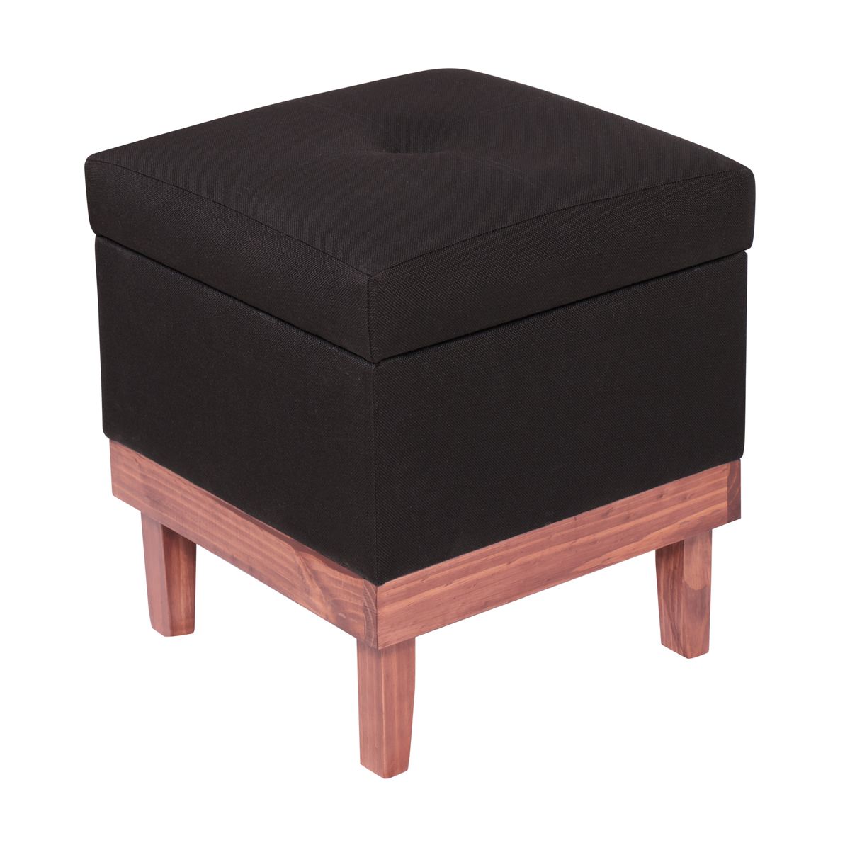 GENERICO - Pouf Emilia con Baúl Negro Omega 45x45x46 cm Máxima Design