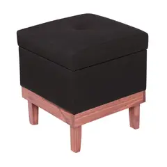 GENERICO - Pouf Emilia con Baúl Negro Omega 45x45x46 cm Máxima Design