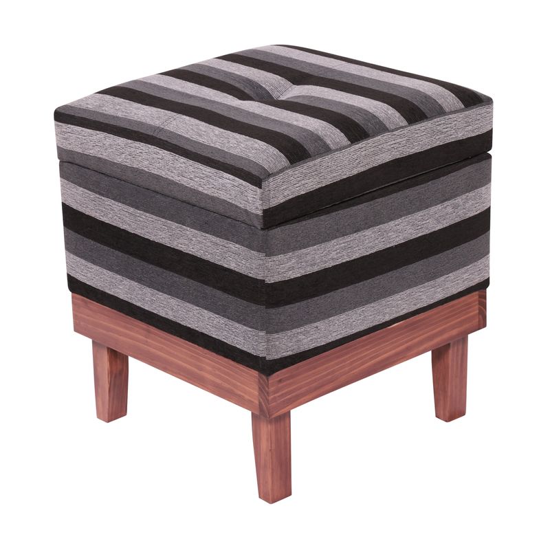 GENERICO - Pouf Emilia con Baúl Rayas Omega 45x45x46 cm Máxima Design
