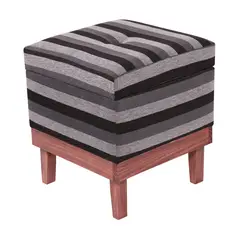 GENERICO - Pouf Emilia con Baúl Rayas Omega 45x45x46 cm Máxima Design