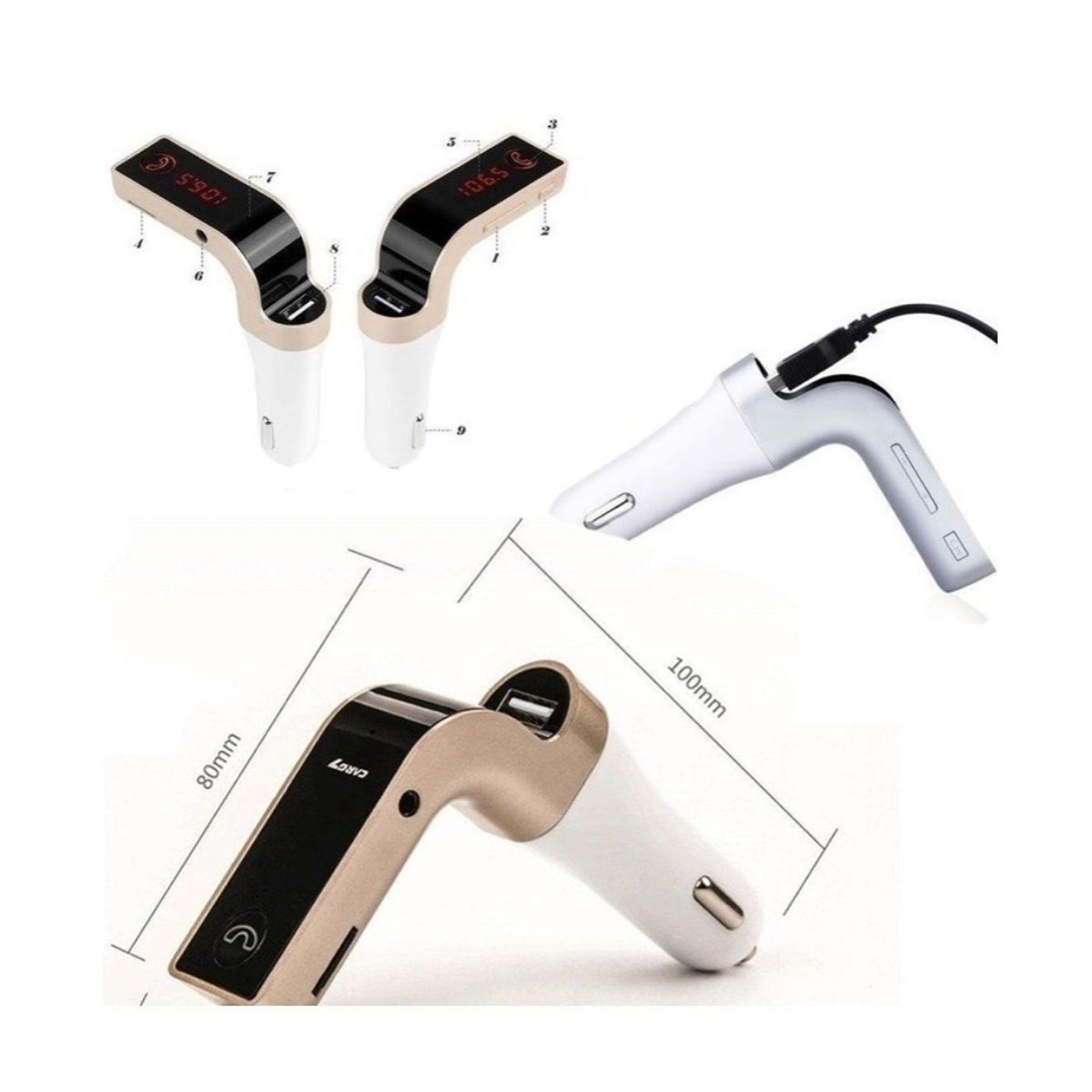 GENERICO - Transmisor Fm Bluetooth Receptor Audio Cargador Usb Mp3 Auto