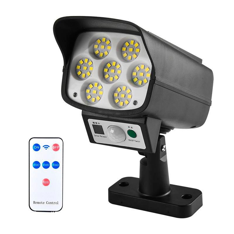 GENERICO - Foco Solar Led Tipo Cámara con Control Negra