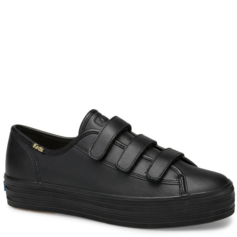 KEDS - Zapatilla Triple Velcro Cuero Negra KEDS