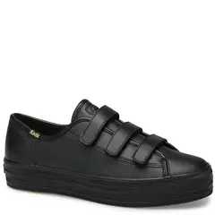 KEDS - Zapatilla Triple Velcro Cuero Negra