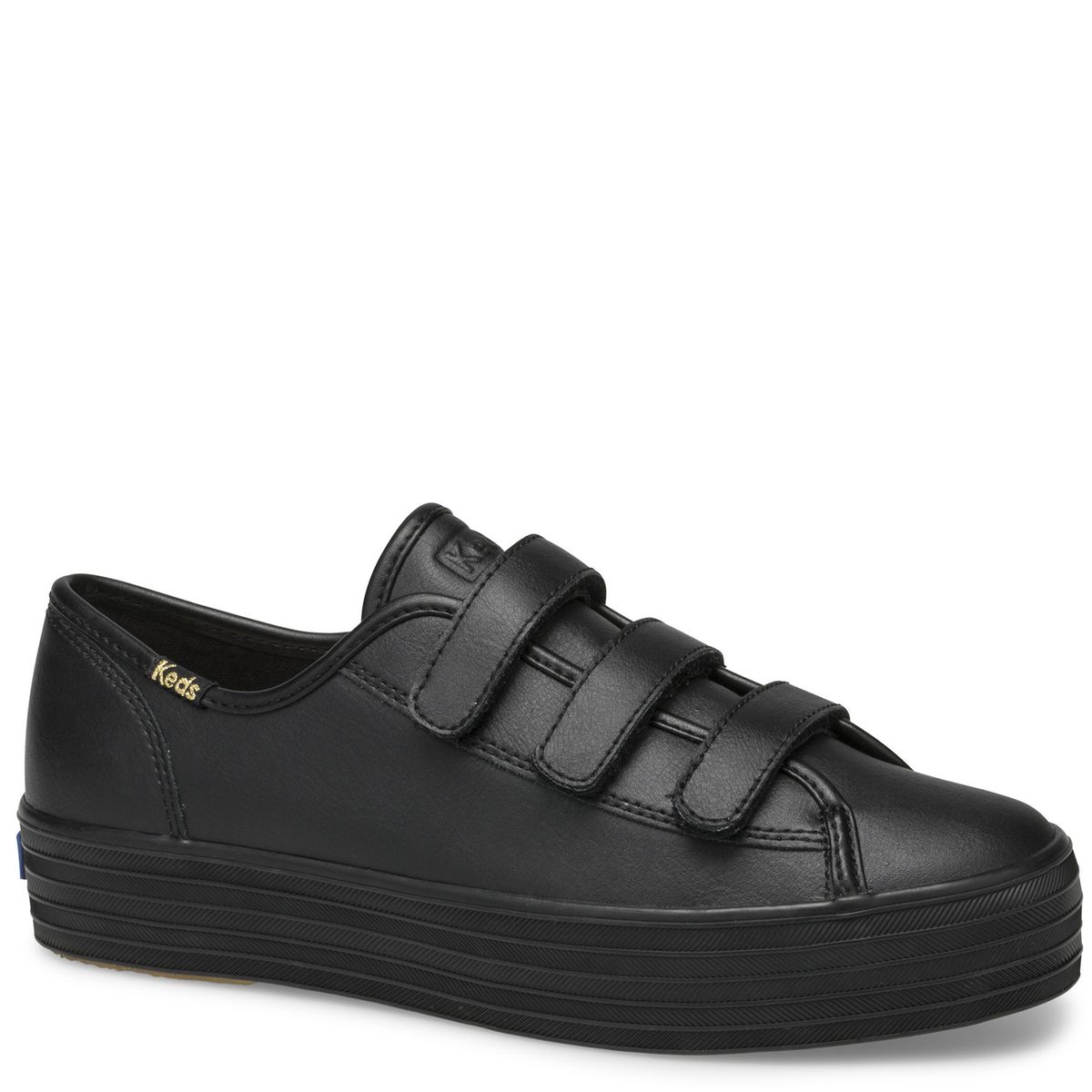 KEDS - Zapatilla Triple Velcro Cuero Negra KEDS