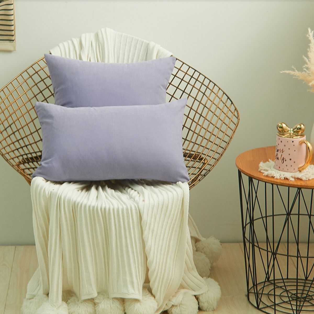 CRUSEC - Almohada Violeta Cojín 50x50cm Funda De Terciopelo Para Muebles