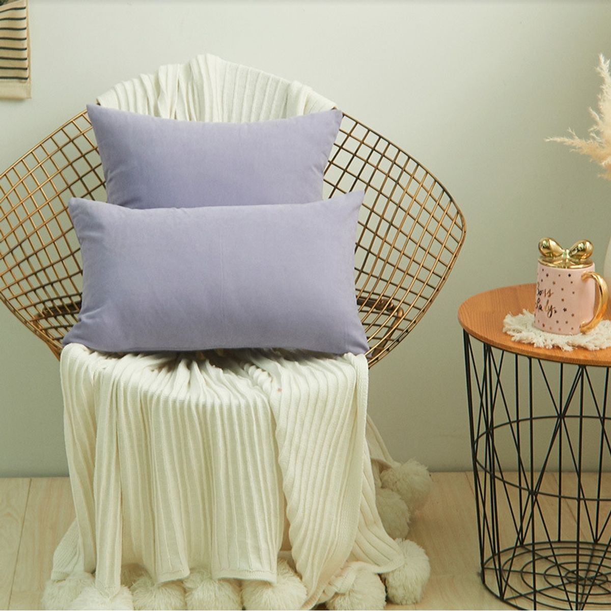 CRUSEC - Almohada Violeta Cojín 50x50cm Funda De Terciopelo Para Muebles