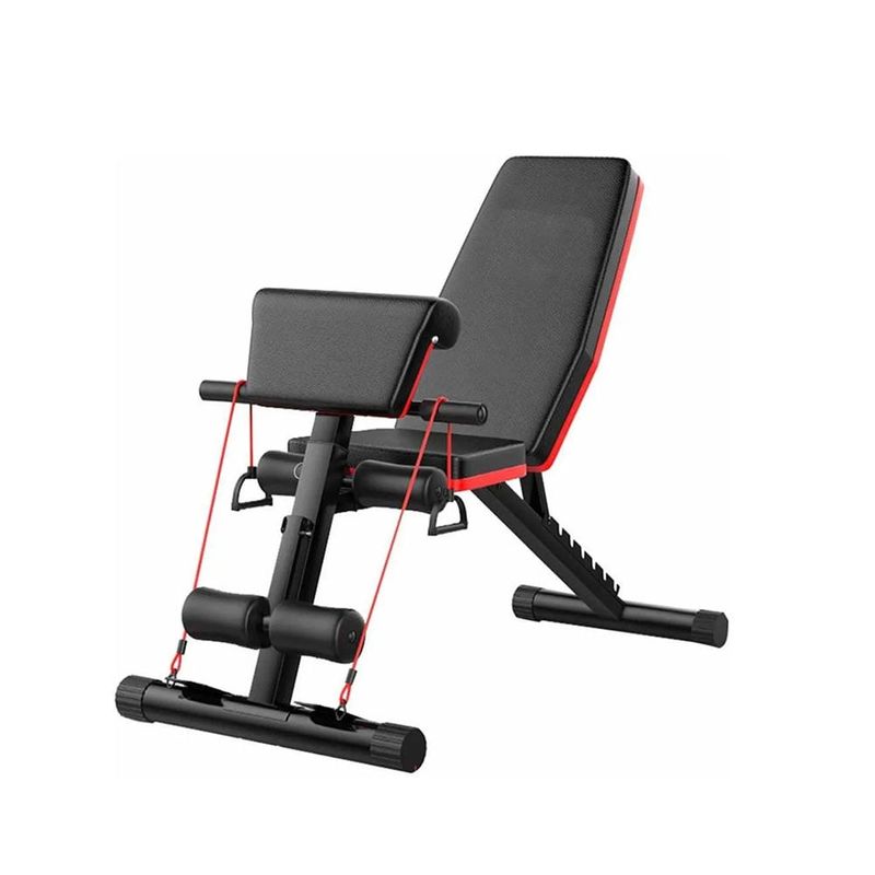 SPORTIME - Banca Abdominal Ajustable Full Biceps Con Bandas  Sportime