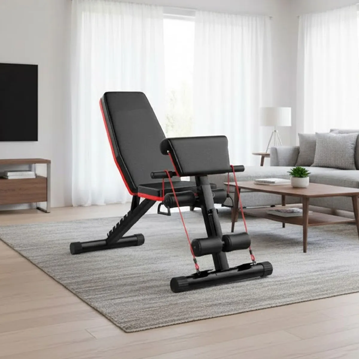 21K SPORTS - Banca Abdominal Ajustable Full Biceps Con Bandas  Sportime