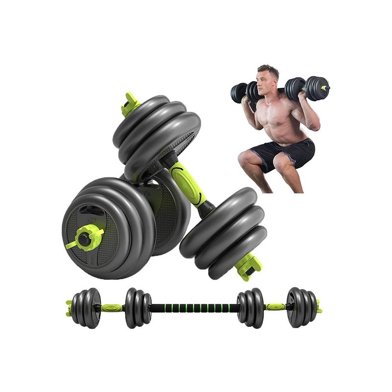 SPORTIME - Juego de Mancuernas De 40 Kg con Barra Union Light Green