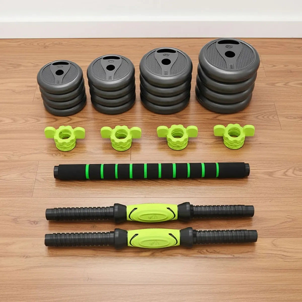 21K SPORTS - Juego de Mancuernas De 40 Kg con Barra Union Light Green