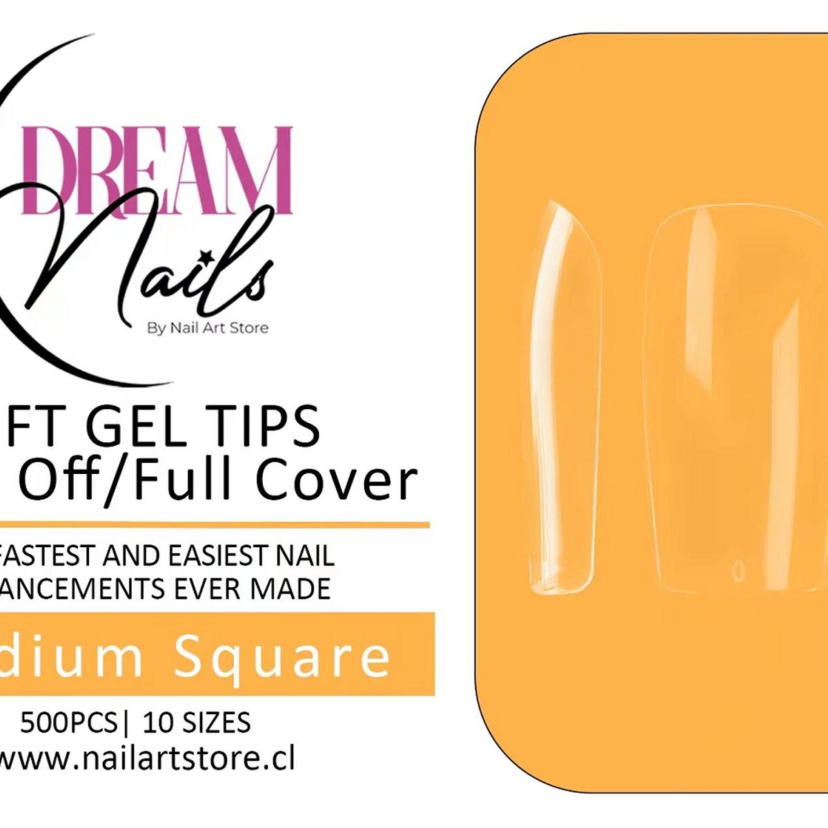 GENERICO - Caja 500 tips para Soft Gel Dream Nails Medium Square