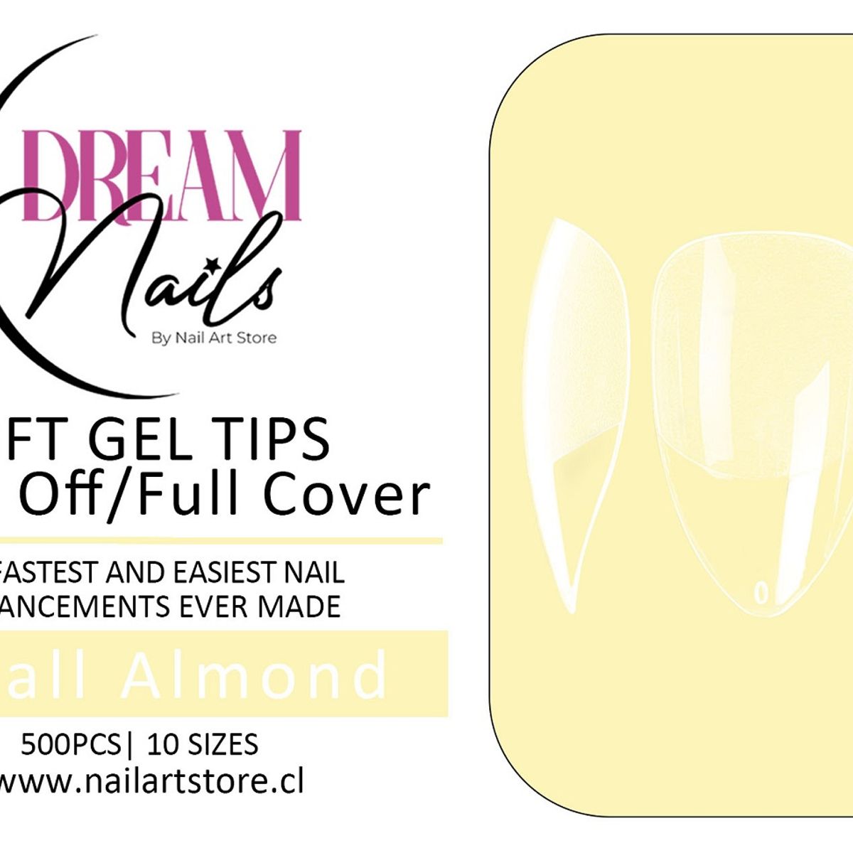 GENERICO - Caja 500 tips para Soft Gel Dream Nails Small Almond
