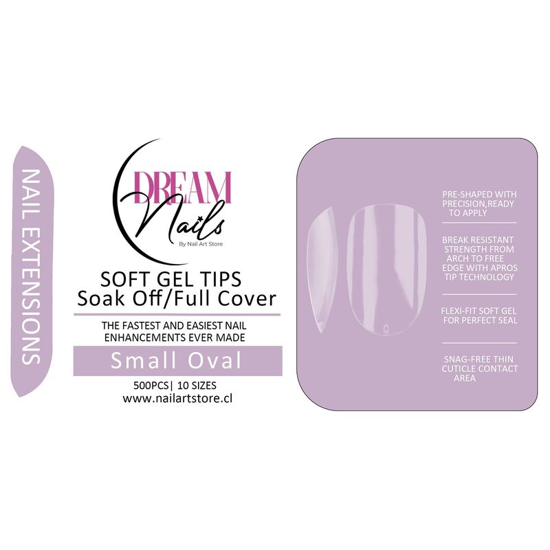 GENERICO - Caja 500 tips para Soft Gel Dream Nails Small oval