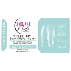 GENERICO - Caja 500 tips para Soft Gel Dream Nails Long coffin