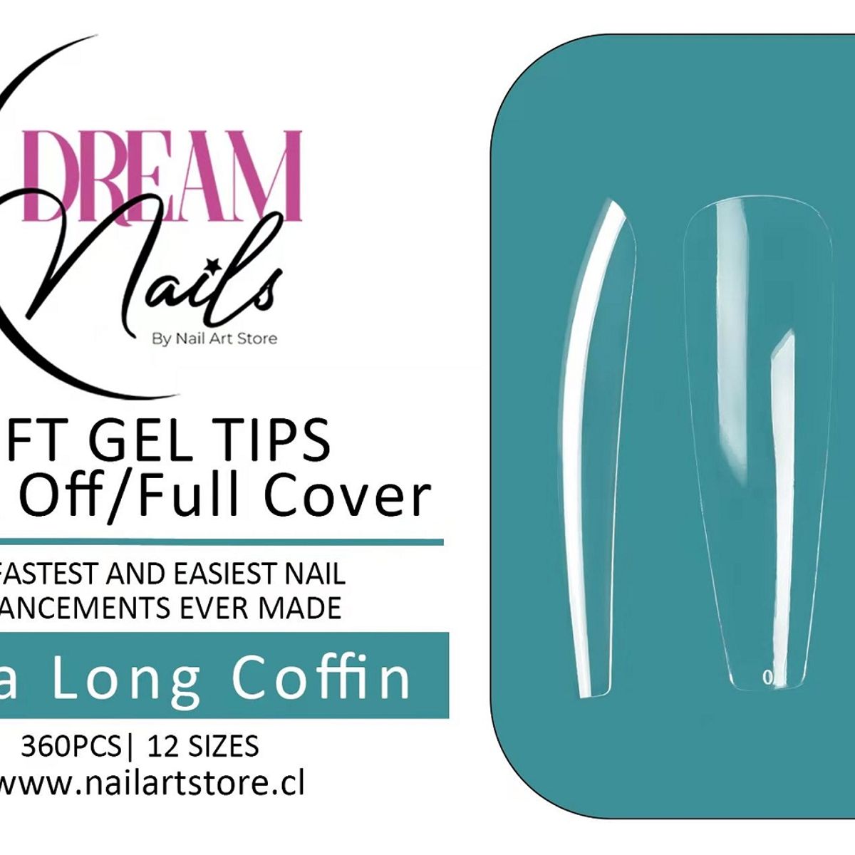 GENERICO - Caja 360 tips para Soft Gel Dream Nails Xtra Long Coffin