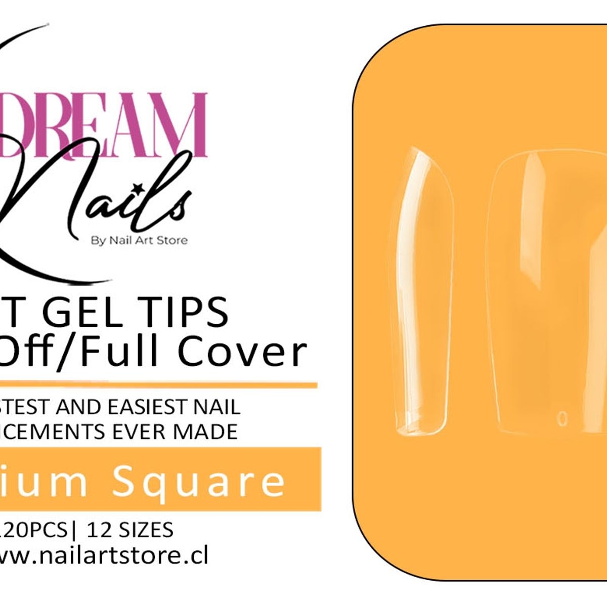 GENERICO - Caja 120 tips para Soft Gel Dream Nails Medium Square