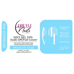 GENERICO - Caja 120 tips para Soft Gel Dream Nails Medium Oval