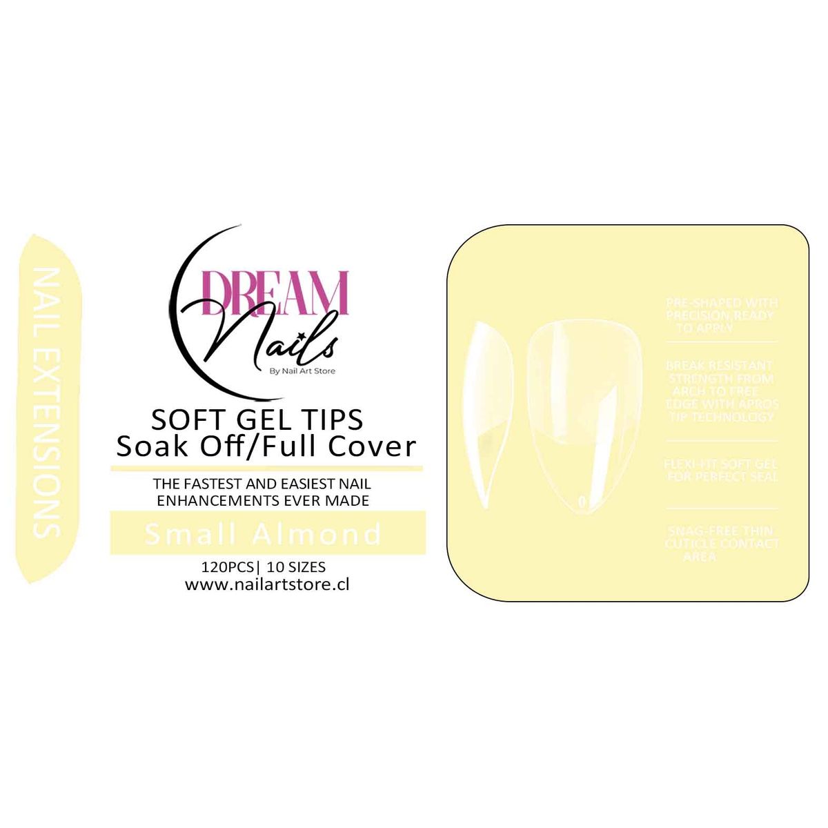 GENERICO - Caja 120 tips para Soft Gel Dream Nails Small Almond